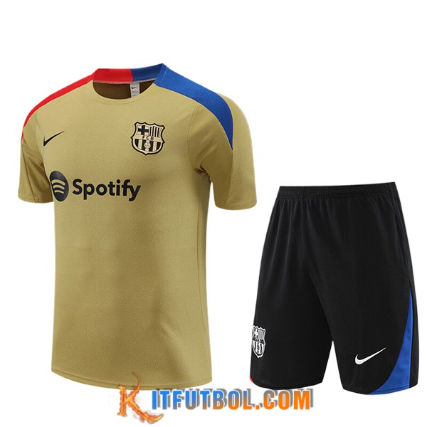 Camiseta Entrenamiento + Cortos FC Barcelona Ninos Marrón/Rojo/Azul/Negro 2023/2024