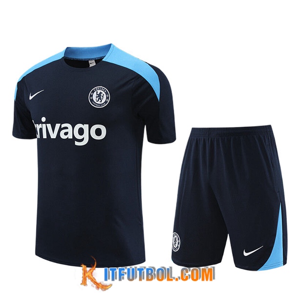 Camiseta Entrenamiento + Cortos FC Chelsea Ninos Negro/Azul 2023/2024