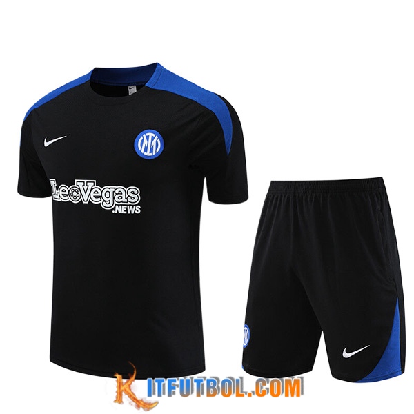 Camiseta Entrenamiento + Cortos Inter Milan Ninos Negro/Azul 2023/2024