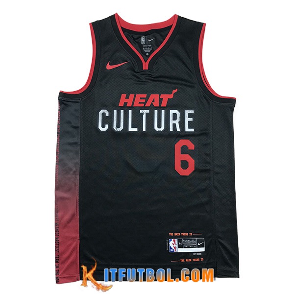 Camisetas Miami Heat (JAMES #6) 2023/24 Negro/Rojo