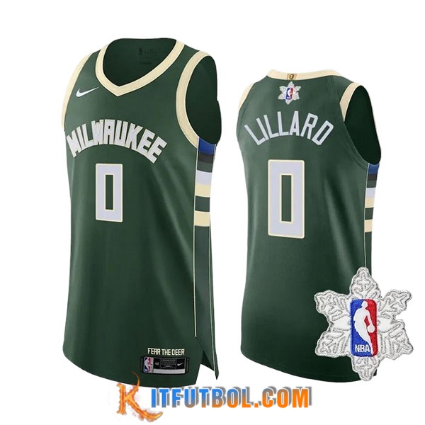 Camisetas Milwaukee Bucks (LILLARD #0) 2023/24 Verde/Blanco -02