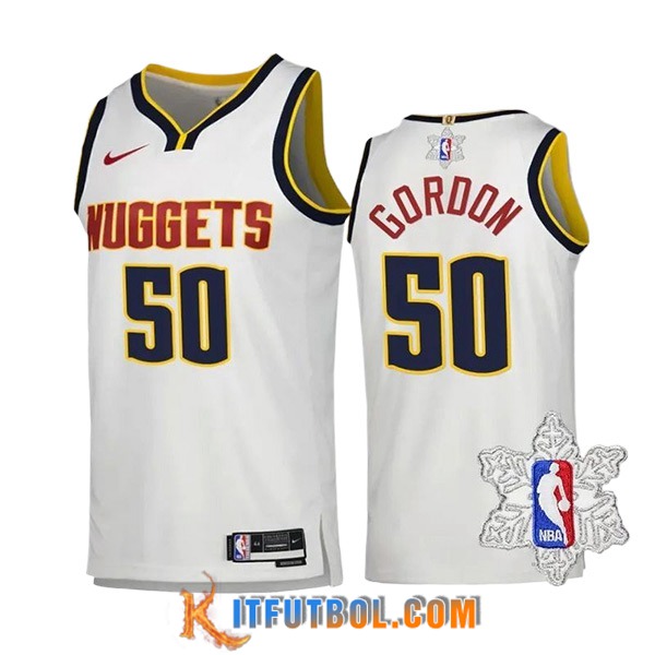 Camisetas Denver Nuggets (GORDON #50) 2023/24 Blanco/Negro/Amarillo