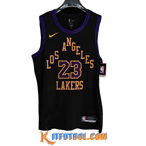 Camisetas Los Angeles Lakers (DAVIS #23) 2023/24 Negro/Violeta/Amarillo