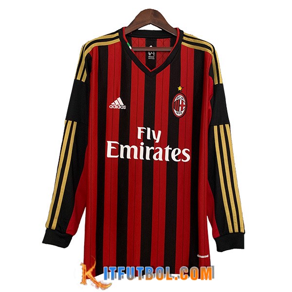 Camisetas De Futbol AC Milan Retro Primera Manga Largas 2013/2014