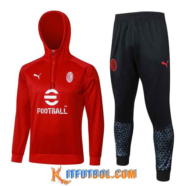 Chaqueta Con Capucha Chandal AC Milan Rojo/Blanco 2023/2024