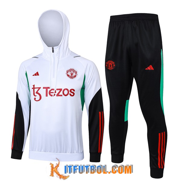 Chaqueta Con Capucha Chandal Manchester United Blanco/Negro/Rojo 2023/2024