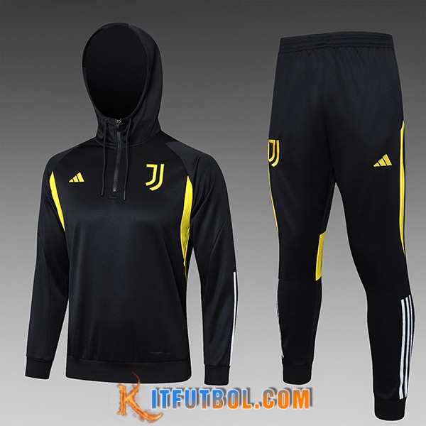 Chaqueta Con Capucha Chandal Juventus Ninos Negro/Amarillo 2023/2024