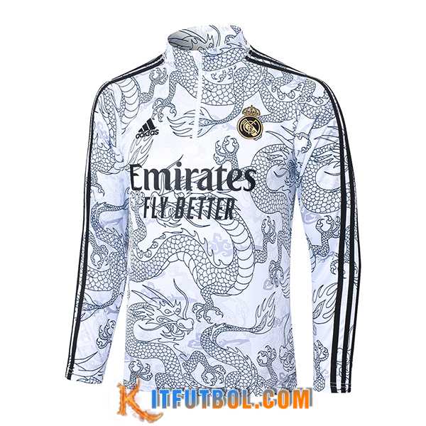 Sudadera De Entrenamiento Real Madrid Blanco/Negro 2023/2024