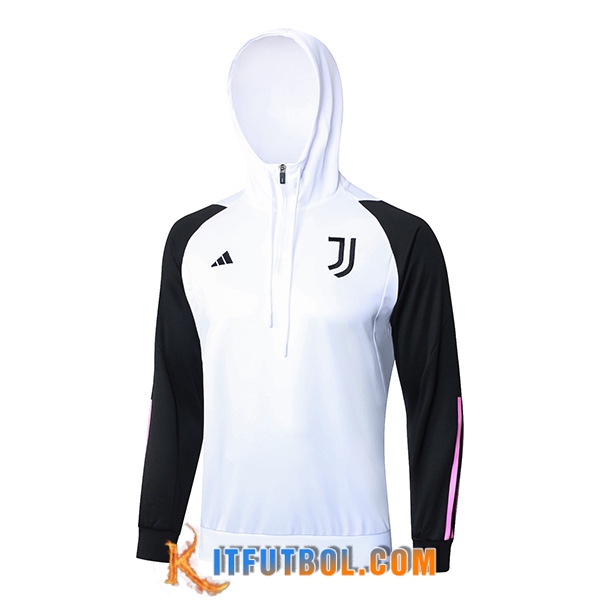 Sudadera De Entrenamiento Capucha Juventus Blanco/Negro/Rosa 2023/2024 -02