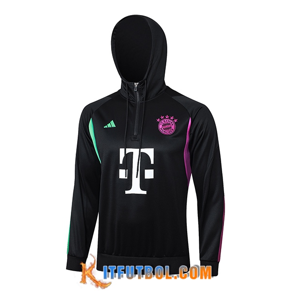 Sudadera De Entrenamiento Capucha Bayern Munich Negro/Violeta/Verde 2023/2024