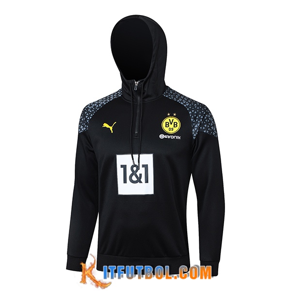 Sudadera De Entrenamiento Capucha Dortmund BVB Negro/Gris 2023/2024