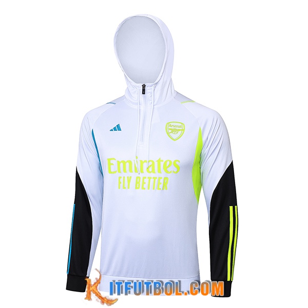 Sudadera De Entrenamiento Capucha Arsenal Blanco/Negro/Azul/Verde 2023/2024