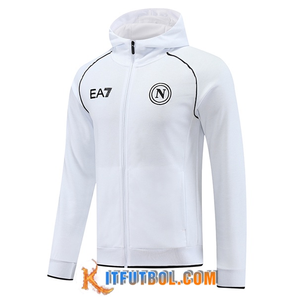 Chaqueta Con Capucha FC SSC Napoli Blanco/Negro 2023/2024