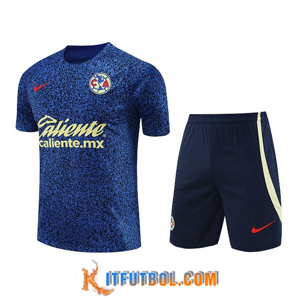 Camiseta Entrenamiento + Cortos Club America Azul/Negro/Verde 2024/2025