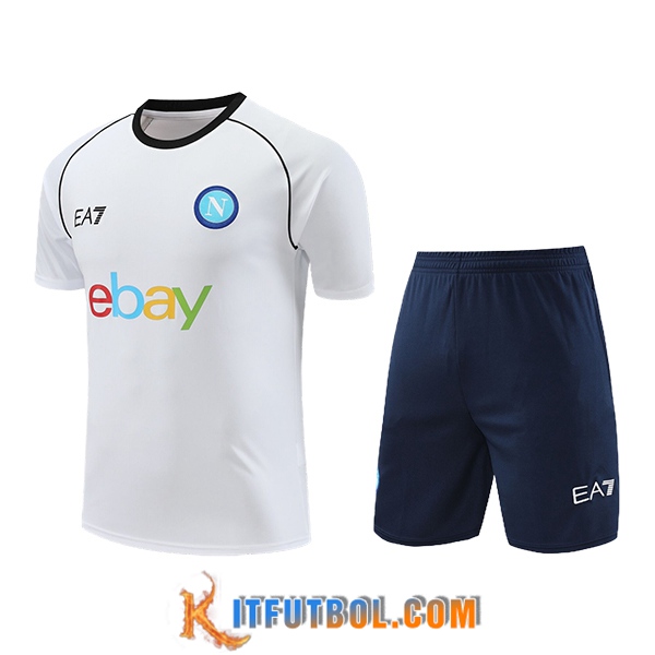 Camiseta Entrenamiento + Cortos SSC Napoli Blanco/Azul 2024/2025