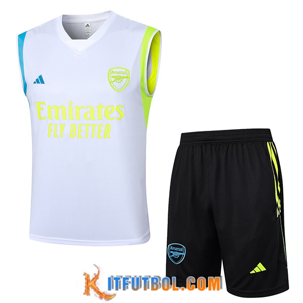 Camiseta Entrenamiento sin mangas + Cortos Arsenal Blanco/Negro 2024/2025