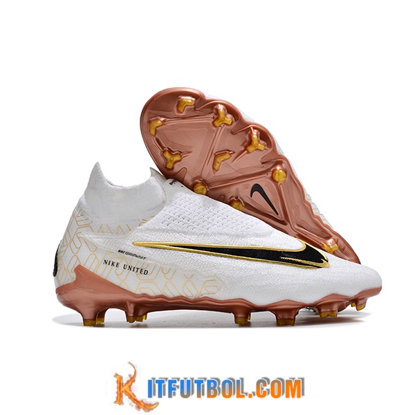 Nike Botas De Fútbol Phantom GX Elite DF Link FG Blanco/Negro/Marrón