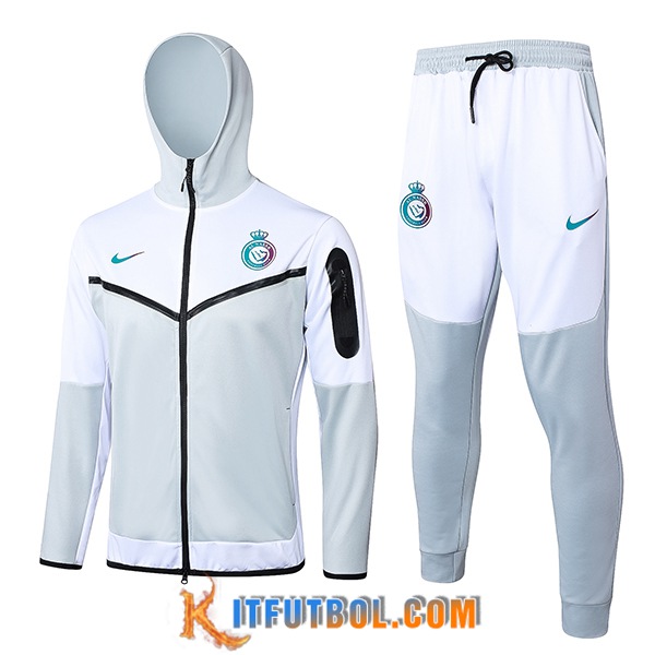 Chaqueta Con Capucha Chandal Rompevientos Chaqueta Al-Nassr Gris/Blanco/Negro 2023/2024