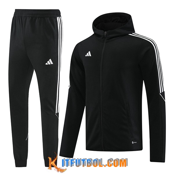 Chaqueta Con Capucha Chandal Rompevientos Chaqueta Adidas Negro/Blanco 2023/2024