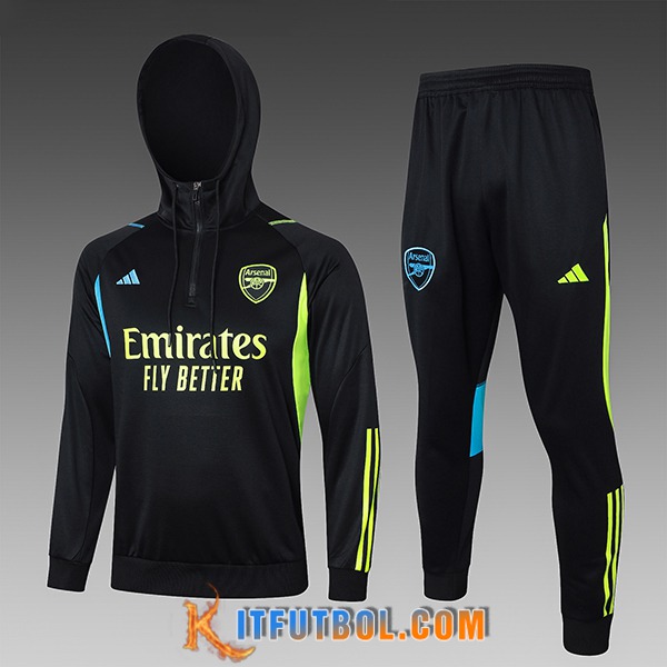 Chaqueta Con Capucha Chandal Arsenal Ninos Negro/Verde/Azul 2023/2024