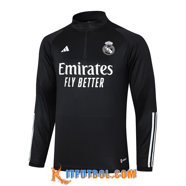 Sudadera De Entrenamiento Real Madrid Negro/Blanco 2023/2024