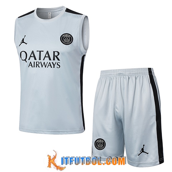 Camiseta Entrenamiento sin mangas + Cortos Jordan PSG Blanco/Negro 2024/2025