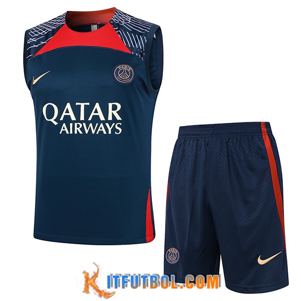 Camiseta Entrenamiento sin mangas + Cortos PSG Azul Oscuro 2024/2025