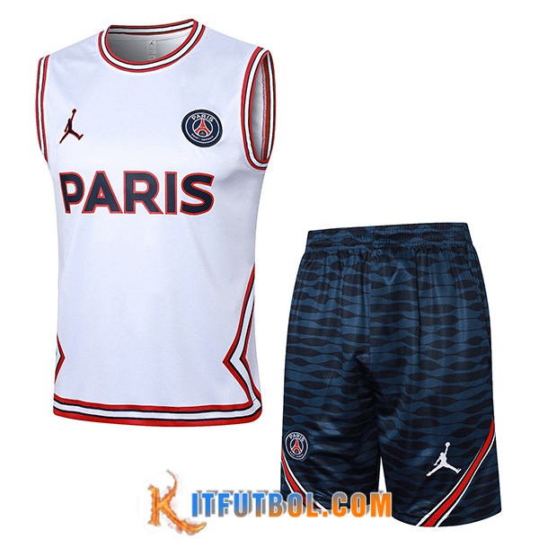 Camiseta Entrenamiento sin mangas + Cortos Jordan PSG Blanco/Rojo 2024/2025