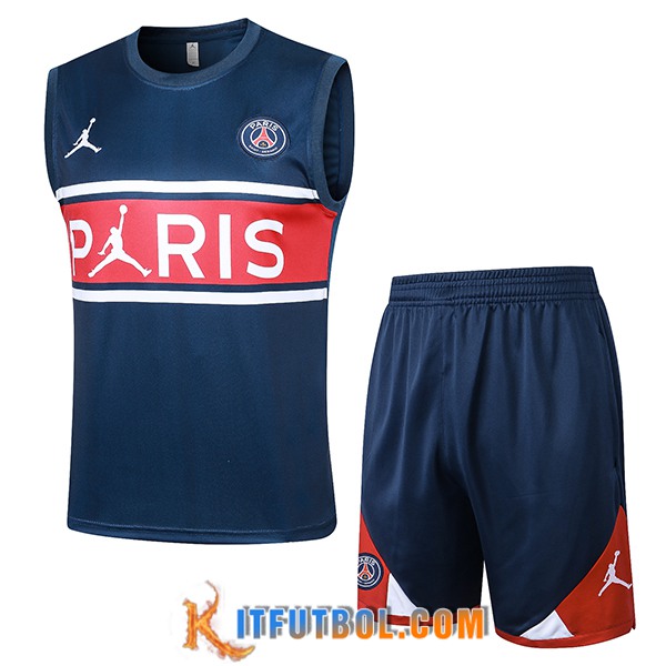 Camiseta Entrenamiento sin mangas + Cortos Jordan PSG Azul/Rojo 2024/2025