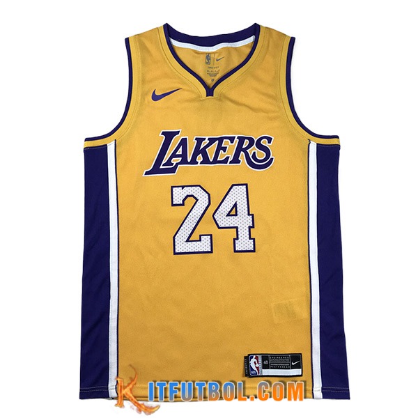 Camisetas Los Angeles Lakers (BRYANT #24) 2024/25 Amarillo/Violeta