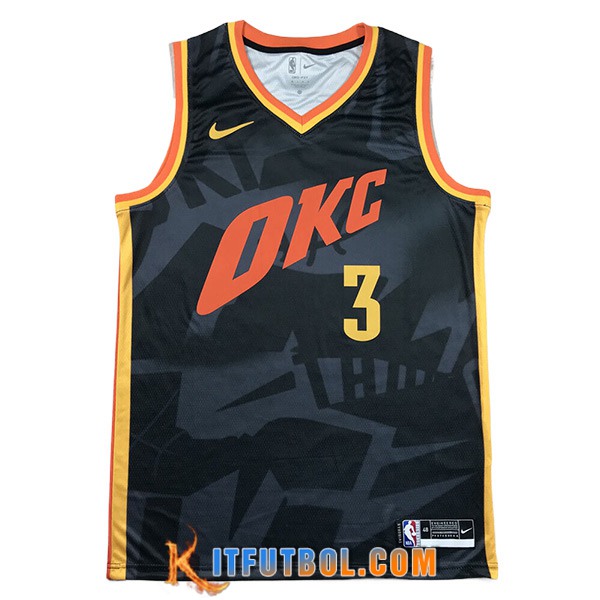 Camisetas Oklahoma City Thunder (GIDDEY #3) 2024/25 Negro/Rojo/Amarillo