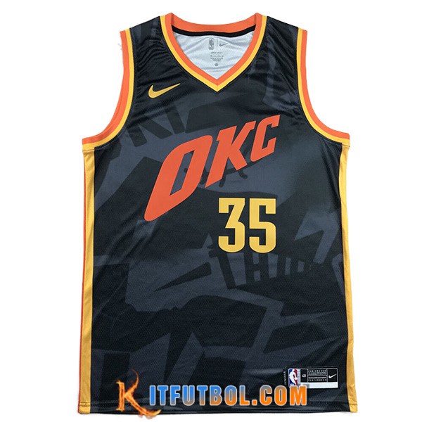 Camisetas Oklahoma City Thunder (DURANT #35) 2024/25 Negro/Rojo/Amarillo