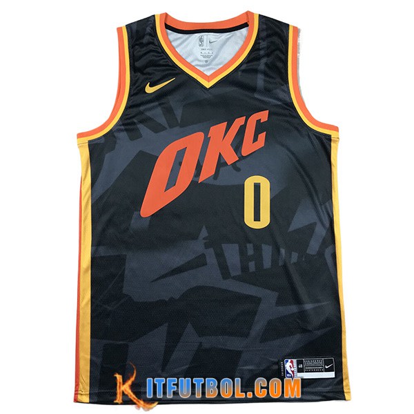 Camisetas Oklahoma City Thunder (WESTBROOK #0) 2024/25 Negro/Rojo/Amarillo