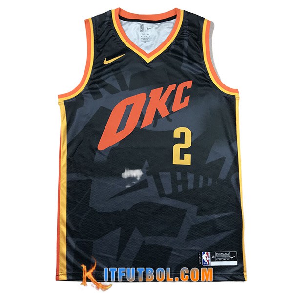 Camisetas Oklahoma City Thunder (GILGEOUS-ALEXANDER #2) 2024/25 Negro/Rojo/Amarillo