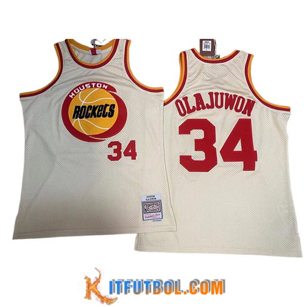 Camisetas Houston Rockets (OLAJUWON #34) 2024/25 Blanco/Rojo/Amarillo
