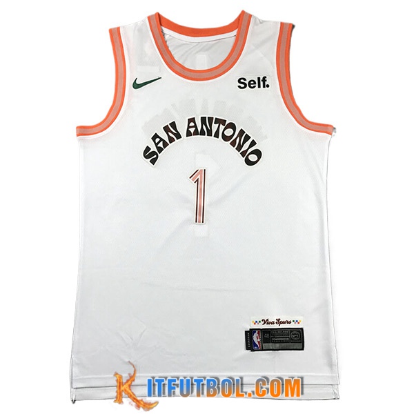 Camisetas San Antonio Spurs (WEMBANYAMA #1) 2024/25 Blanco/Naranja
