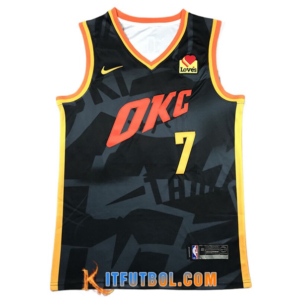 Camisetas Oklahoma City Thunder (HOLMGREN #7) 2024/25 Negro/Gris/Amarillo/Naranja
