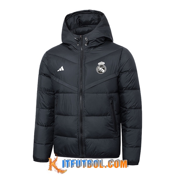 Nueva Plumas Con Capucha Real Madrid Negro 2024/2025