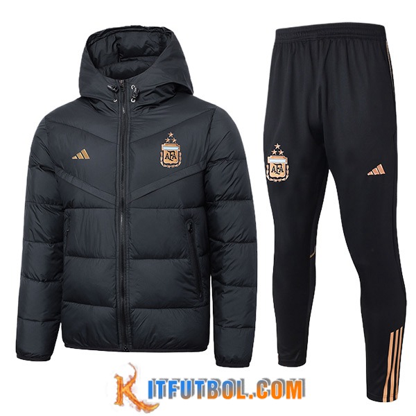Chandal Plumas Con Capucha Argentina Negro 2024/2025