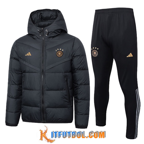 Chandal Plumas Con Capucha Alemania Negro 2024/2025