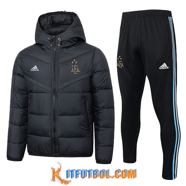 Chandal Plumas Con Capucha Argentina Negro 2024/2025
