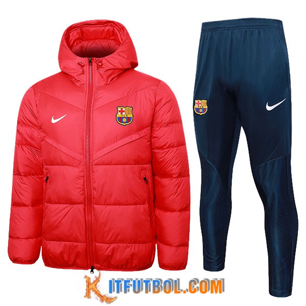 Chandal Plumas Con Capucha FC Barcelona Rojo 2024/2025