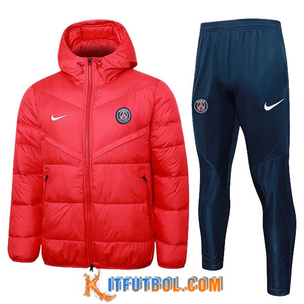 Chandal Plumas Con Capucha PSG Rojo 2024/2025
