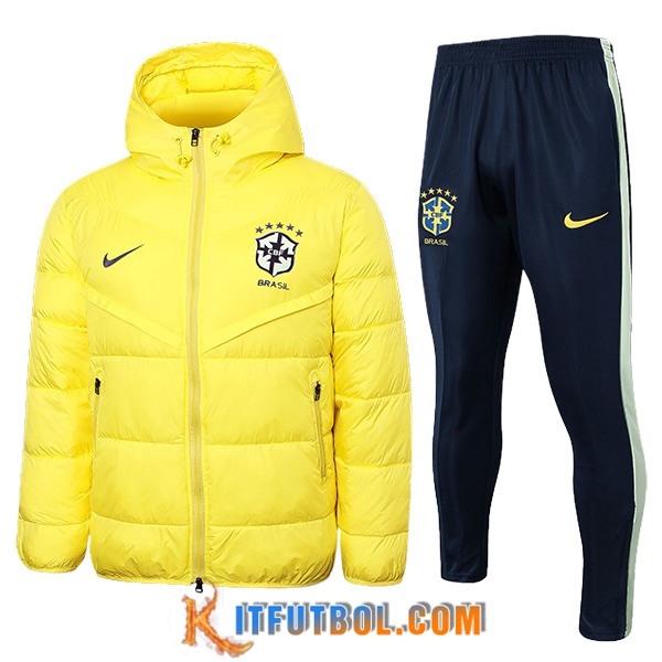 Chandal Plumas Con Capucha Brasil Amarillo 2024/2025