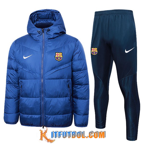 Chandal Plumas Con Capucha FC Barcelona Azul 2024/2025