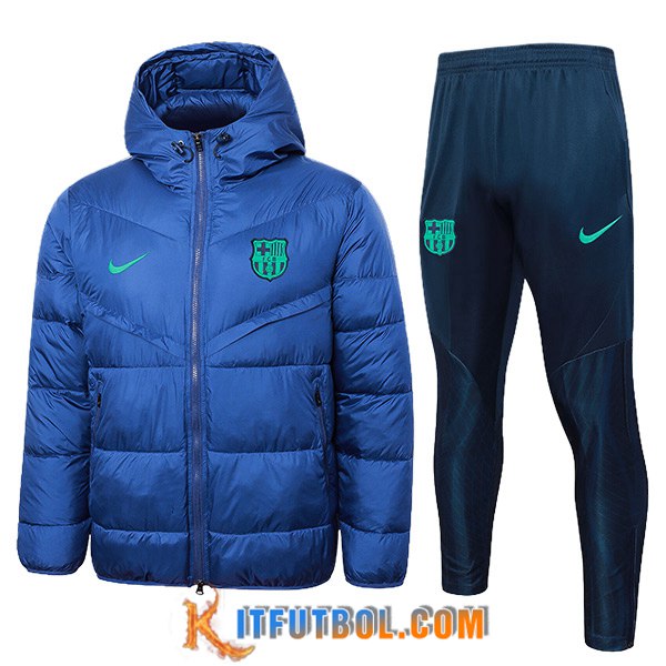 Chandal Plumas Con Capucha FC Barcelona Azul 2024/2025 -02