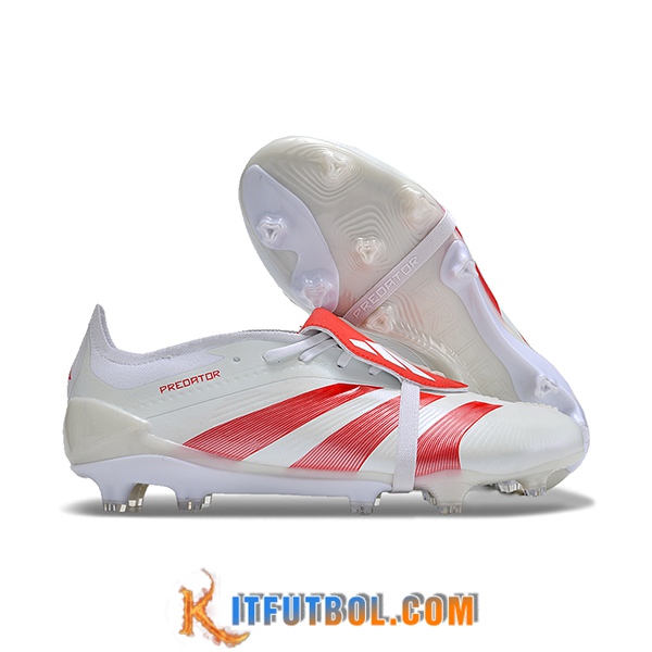 Adidas Botas De Fútbol Predator Elite Tongue FG Blanco/Rojo