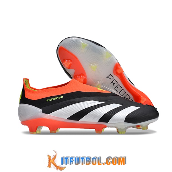 Adidas Botas De Fútbol PREDATOR ELITE LACELESS BOOTS FG Blanco/Negro/Naranja