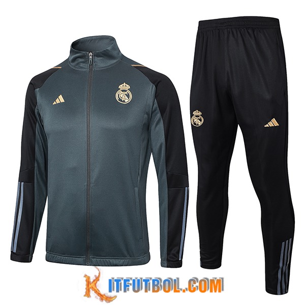 Chandal Equipos De Futbol Chaquetas Futbol Real Madrid Gris/Negro 2024/2025