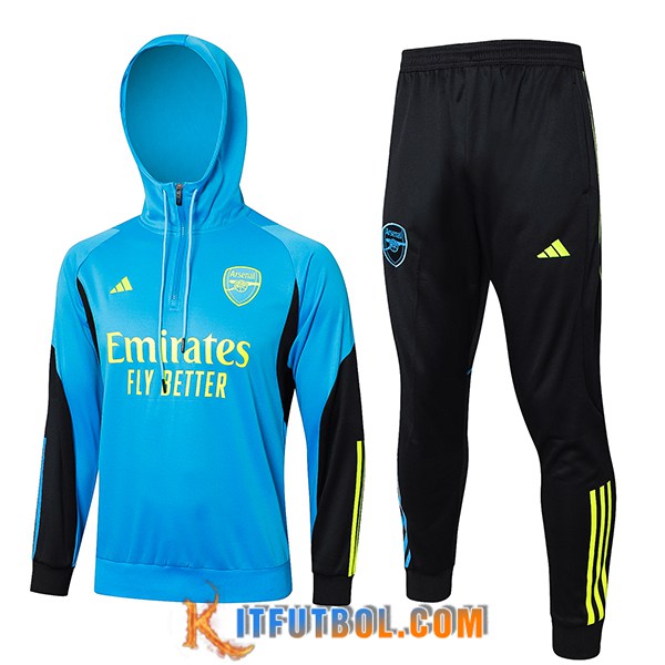 Chaqueta Con Capucha Chandal Arsenal Azul/Negro/Amarillo 2024/2025
